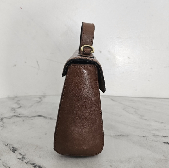 Patricia Nash Map Print Brown Leather Top Handle Crossbody Bag - Picture 4 of 10